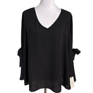 Loralette Black V-Neck Blouse